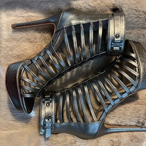 Jessica Simpson Gladiator Pewter Heels